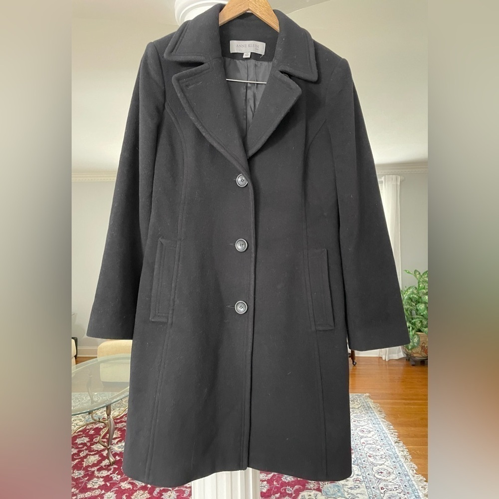 Ann Klein women’s black wool and Cashmere blend coat size 10